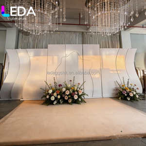 LeDA New Design Customized Modern <b>Wedding</b> <b>Backdrop</b> White Wave Shape Acrylic Pvc 3D Arch <b>Backdrop</b> <b>Stand</b> - Product Image 1