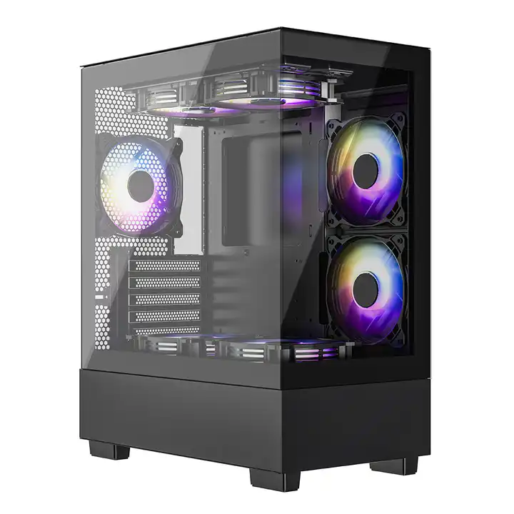 XYZCASE フルタワー デスクトップPCケース LCDサイドガラス ブラック 