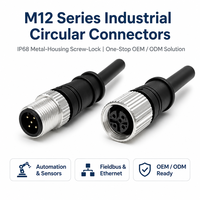 Connecteur étanche IP68 multi-prises M12 mâle-femelle à faible résistance au contact pour l'industrie électrique