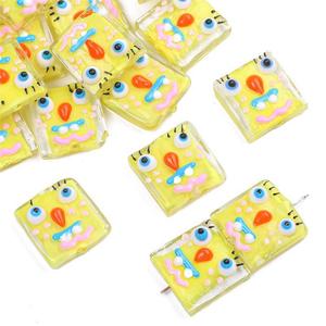 Goma de mascar pintada a mano, cuentas esmaltadas con sonrisa de 20mm, cuentas cuadradas de cristal de Murano con agujero recto para la fabricación de joyas - Product Image 3