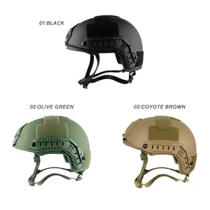 Venta al por mayor de peso ligero táctico rápido casco negro/Verde/Koyote marrón casco táctico HECHO DE UHMWPE o aramida