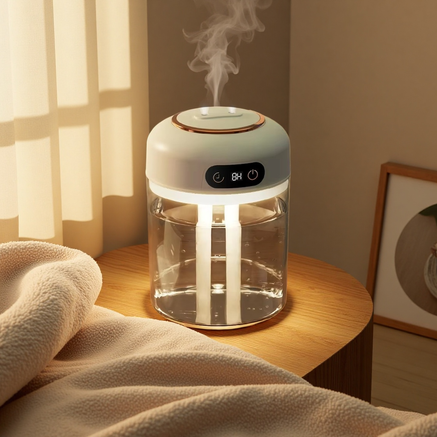 Cross Border Smart Humidifier 4.5L Dual Nozzle Remote Control 3 Speed Mist Night Light Digital Display Timer USB Home