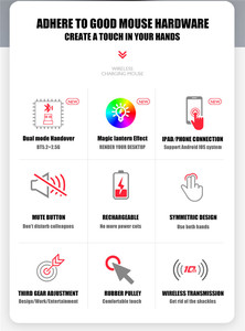 Ergonomic RGB 2.4 Gam chuột không dây cho Apple máy tính xách tay nhà máy bán buôn BT không dây có thể sạc lại plug-and-play mini chơi game Backlit - Product Image 3