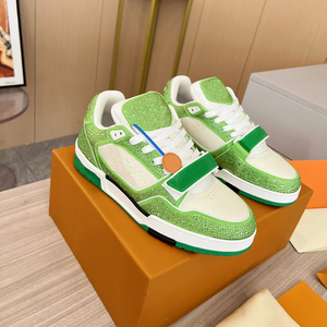 Chất lượng cao Unisex thiết kế da Sneakers Velcro Rhinestone Giày thường với ren-up đóng cửa sang trọng phẳng đi bộ phong cách - Product Image 3