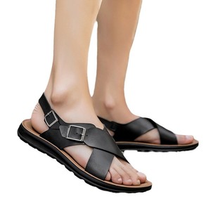 새로운 2026 여름 야외 남성 캐주얼 플랫 가죽 샌들 - Product Image 5