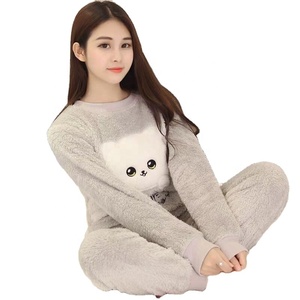QY <span class=keywords><strong>pigiama</strong></span> di flanella sottile set <span class=keywords><strong>pigiama</strong></span> da <span class=keywords><strong>donna</strong></span> in flanella calda autunno e inverno set <span class=keywords><strong>pigiama</strong></span> a maniche lunghe in pile corallo spesso - Product Image 1