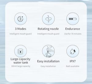 Flosser Dental de agua eléctrico inalámbrico portátil 360 rotación 180 ML tanque de agua 3 modos IPX7 impermeable 360 rotación Oral - Product Image 5