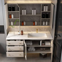 Meubles-lavabos modernes flottants de 60 pouces de haute qualité avec armoire miroir de rangement pour salle de bain d'hôtel