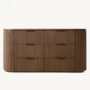 Commode moderne à 6 tiroirs en bois <span class=keywords><strong>clair</strong></span> avec design à rayures verticales, multifonctionnelle pour salon et chambre à coucher - Product Image 5