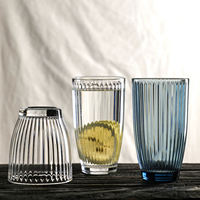 Gobelet en verre trempé côtelé vertical, épais et résistant à la chaleur, pour café, jus, thé, usage hôtelier, avec logo personnalisé, vente en gros