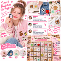 Patch brodé Kawaii en gros, motifs animaux mignons, dessins animés, aliments, sports, à thermocoller ou à coudre