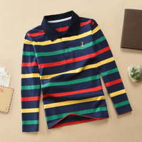 Vêtements pour enfants à manches longues en gros, de 2 à 15 ans, coton en stock, t-shirt rayé tendance, polos pour enfants, polos pour garçons