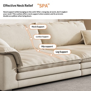Sofá Moderno en Forma de Vela, Estilo Crema, Sofá Recto con Relleno de Plumón, Sofá de Tela Tecnológica Esmerilada para Sala de Estar - Product Image 3