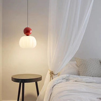 Lampe suspendue citrouille de chevet populaire de style crème, suspension de chambre à coucher, suspension moderne haut de gamme à tête unique, suspension de salle à manger à trois têtes