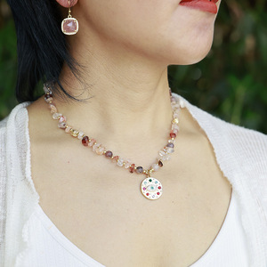 Collier avec pendentif en cristal d'améthyste avec charme œil porte-bonheur, bijoux pour femmes, cadeau - Product Image 4