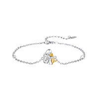Bracelet à maillons en argent sterling S925 de style français, simple et élégant, pour tous les jours, avec motif petite fille qui embrasse un chien, bijoux fins pour femmes