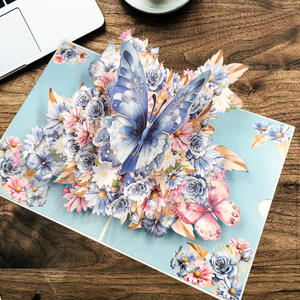 Nouvelle conception Carte de vœux en carton 3D Papillon bleu Carte de vœux en carton vierge pour petite amie Cadeau de la Saint-Valentin - Product Image 2