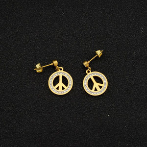 Pendientes de Lujo Coreanos de Acero Inoxidable 316L con Baño de Oro PVD de 14k y 18k, con Circonitas, Diseño de Avión, para Mujer - Product Image 1