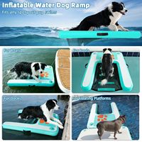 Rampe aquatique gonflable pour chien, pont flottant, 200 LBS, échelle antidérapante pour animaux de compagnie, rampe d'entrée sécurisée pour chien nageur avec escalier stable pour chien
