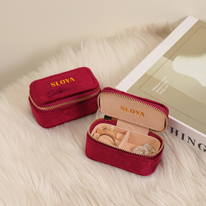 Caja de Joyería de Terciopelo con Cierre, Mini, Portátil, para Viaje, con Logotipo Personalizado, para Exhibir y Guardar Collares y Pendientes - Product Image 5