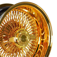 Jantes en acier inoxydable 13 14x7 pouces 72 100 rayons entièrement dorées pour Rolls Royce Cadillac avec enjoliveurs chromés