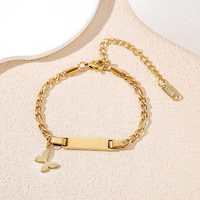 Bracelets à breloques rectangulaires en forme de papillon plaqués or rose tendance en acier inoxydable Ywyougang pour enfants
