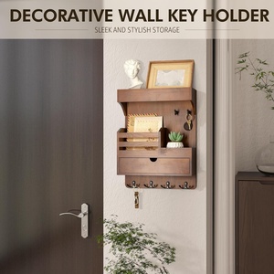 Perchero de Madera para Llaves, Correo y Abrigos, Decoración de Pared, Contenedor de Almacenamiento, para Entrada, Artículos Colgantes de Pared - Product Image 1