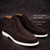 Bottes montantes pour hommes en daim de vache marron foncé, noir et beige, à enfiler, semelle en caoutchouc, pour le bureau et la carrière, OEM/ODM, vente en gros personnalisée
