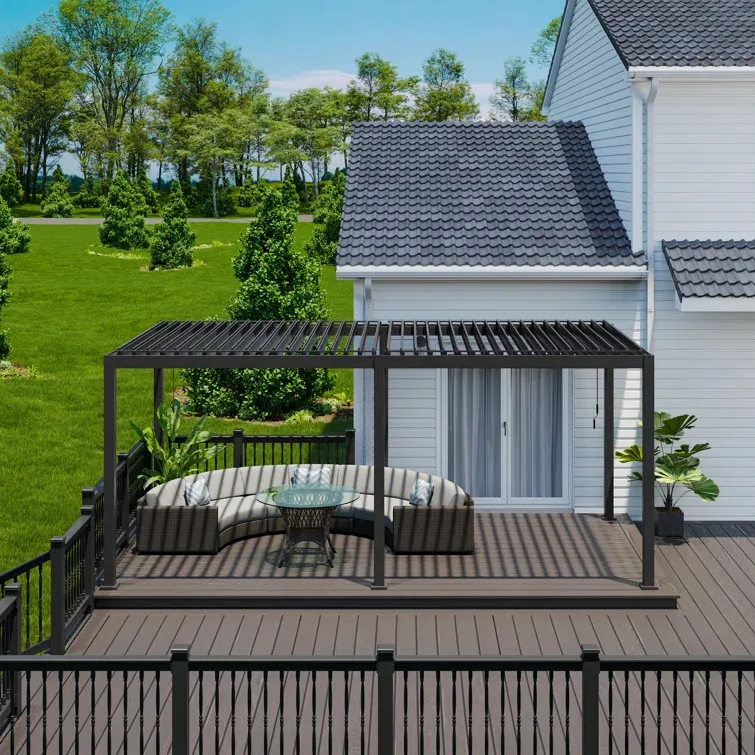 Außenbereich kleiner pavillon Innenhof einziehbare pergola dach Aluminium lamellendach pergola