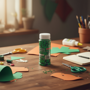 Glitter decorativo Ilan a forma di cuore verde 100g per lavori artigianali - Product Image 3