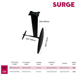 ไฮโดรฟอยล์คุณภาพสูง JFS คาร์บอนไฟเบอร์และอะลูมิเนียม รุ่น Surge 835 ตารางเซนติเมตร สำหรับเล่นเซิร์ฟในทะเล  วิงฟอยล์คุณภาพสูง คาร์บอนไฟเบอร์ - Product Image 5