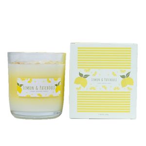 Lemon Patchouli Scented Candle Soy <b>Wax</b> Cylinder Home Decoration Gift Aromatherapy - Product Image 3