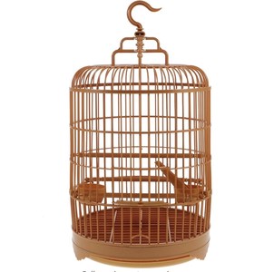 Besleme kase ve ayakta direkleri ile küçük kuş kafesi kuş kafesi plastik yuvarlak kuş kafesi asılı - Product Image 1
