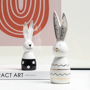 Pasen Konijntje Decoraties Easter Vakantie Decoraties Woonkamer Wijn Koeler Tv-Standaard Desktop Cartoon Kunst Hars Decoraties - Product Image 5