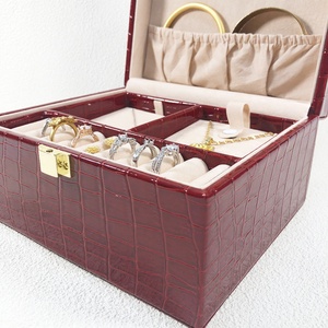 Organisateur de bijoux de voyage de luxe en cuir PU avec plateaux pour rangement et présentation individuels - Product Image 3