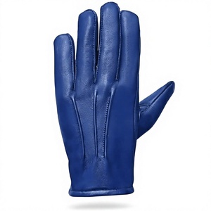 Guantes de Piel de Oveja Azul Suave con Diseño Sencillo, Sin Forro y Calidez Térmica Confortable para Uso Casual en Invierno - Product Image 3