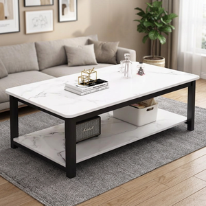 Modern Faux <b>Marble</b> Coffee <b>Table</b> Storage Shelf Metal Frame Living Room Furniture Metal Drake Industrial Design 1 Year Warranty - Product Image 2