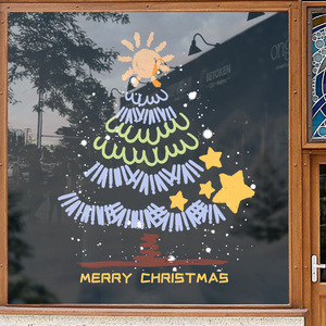 Calcomanías Decorativas para Ventanas con Diseño <span class=keywords><strong>de</strong></span> Árbol <span class=keywords><strong>de</strong></span> Navidad Estilo Dibujo Animado, Adhesivos Estáticos Reutilizables, Resistentes a los Rayos UV, Impermeables y Ecológicos, con Diseño <span class=keywords><strong>de</strong></span> Sol y <span class=keywords><strong>Estrellas</strong></span> - Product Image 2