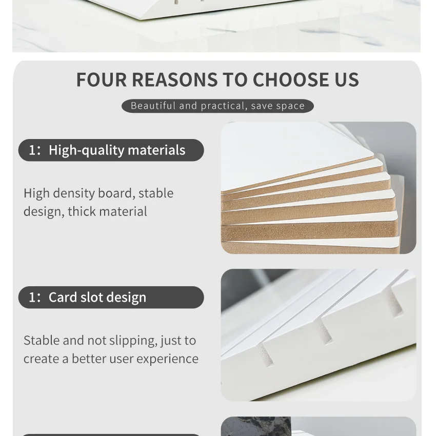 Wholesale Wooden Tabletop Marble Display Stand Mdf Ceramic Tile Stone Desk Stand Countertop Quartz Sample Table Rack