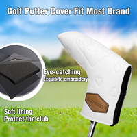 Nouvelle conception de couvre-tête de club de golf, ensemble de couvre-têtes de club de golf en cuir PU imperméable, fermeture magnétique, couvre-tête de putter de golf