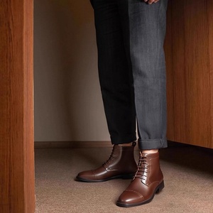 Botas Formales de Negocios Retro Británicas para Hombre, Botas Brogue con Cordones, Botas de Tobillo Hechas a Mano de Cuero de Grano Completo - Product Image 6