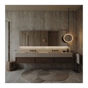 Bán Sản Phẩm Tiêu Chuẩn L Hình Nhỏ Tường Treo Đá Hàng Đầu Tích Hợp Nổi Phòng Tắm Vanity Tủ Thiết Lập Với Bồn Rửa Hiện Đại - Product Image 4