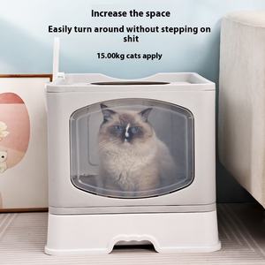 Caja de Arena para Gatos BIKO Personalizada, Grande, Rectangular, Totalmente Cerrada, de Plástico, 50x41x41cm, Fácil de Limpiar, a Prueba de Salpicaduras y Olores - Product Image 3