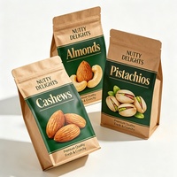 Sacs en papier kraft personnalisés imprimés pour épices et noix, compostables, biodégradables, avec fermeture éclair, pour aliments en vrac