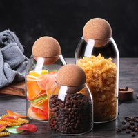 Stoples Kaca Borosilikat Tinggi Bentuk Lonceng 2026 Dengan Tutup Gabus Bulat untuk Biji Kopi, Pasta, Biji-bijian, Makanan Kering, Dapur
