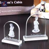 Plaque en cristal cintrée gravée au laser 3D, écologique, pour décoration de mariage et cadeau, tailles personnalisées