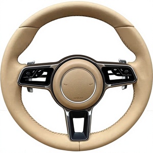 Accesorios para Auto: Volante de Cuero Beige Completo con Marco de Remaches Negros para Cayenne, Panamera, Cayman, Boxster, Carrera, DOS 971 - Product Image 3