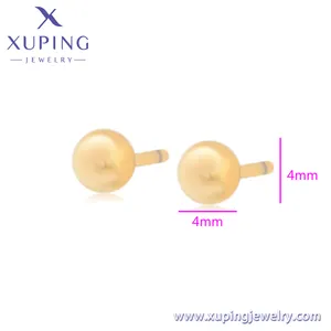 0911956 गहने महिला फैशन गहने महिलाओं के लिए सरल बीड गेंद 14k सोने का रंग स्टेनलेस स्टील इयररिंग्स