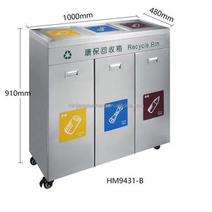 Papelera de reciclaje de acero inoxidable, <span class=keywords><strong>tres</strong></span> <span class=keywords><strong>compartimentos</strong></span>, residuos de Hospital, <span class=keywords><strong>basura</strong></span> clasificada, <span class=keywords><strong>cubo</strong></span> de <span class=keywords><strong>basura</strong></span>, caja de recolección de residuos separada - Product Image 5