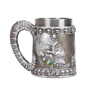 Taza de Café de <span class=keywords><strong>Calavera</strong></span> de Acero Inoxidable Gótica 3D al por Mayor, Taza de Café Creativa de Resina con Cristales de Diamante para Halloween - Product Image 6